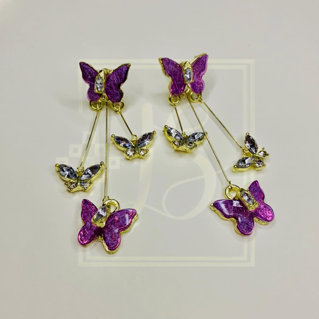 Aretes Colgantes Mariposa Lila