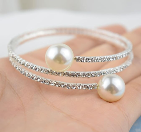 Pulsera Luminosa de Diamantes y Perlas