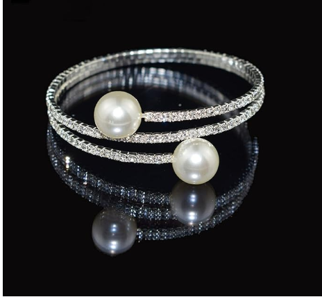 Pulsera Luminosa de Diamantes y Perlas