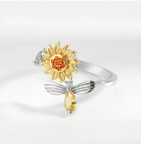 Anillo de Girasol Giratorio & Abejita